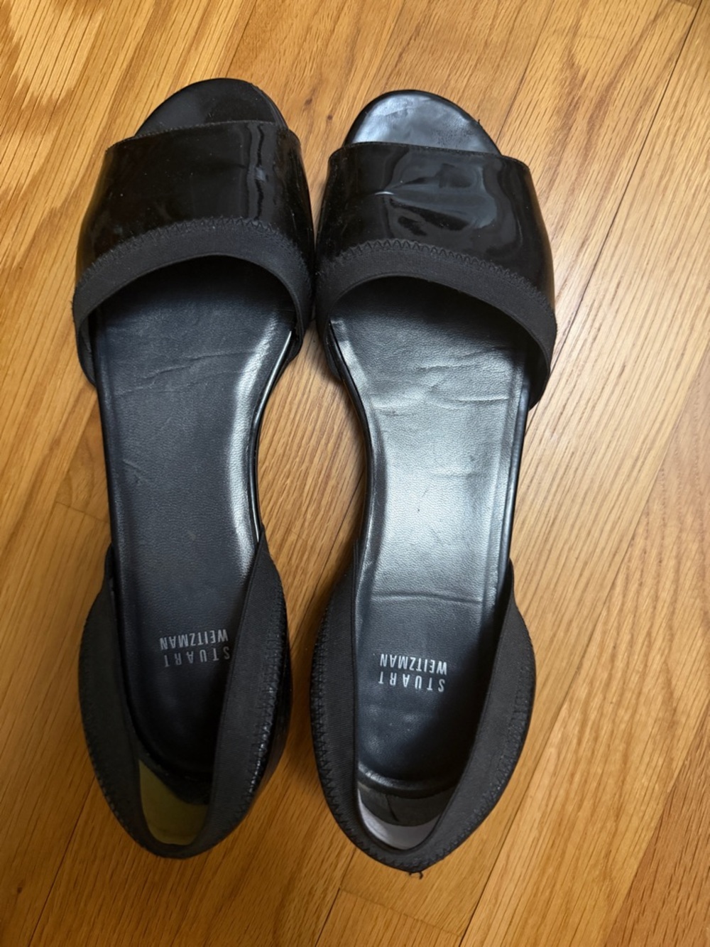 Stuart Weitzman Black Patent Slide Mules